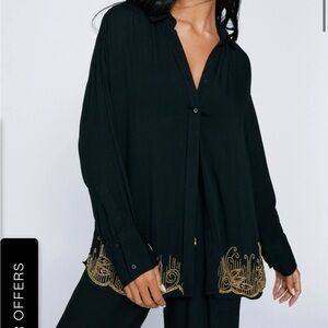 Crinkle Bead Oversized Shirt & Pants